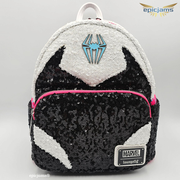 Loungefly Marvel Spider-Man Spider-Gwen Sequin White Mini Backpack Bag New - Picture 1 of 10